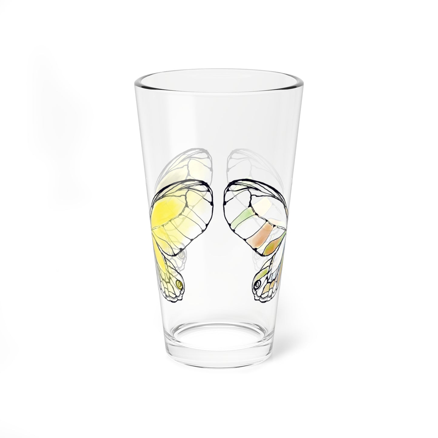 Mixing Glass, 16oz Butterfly Colorful Watercolor