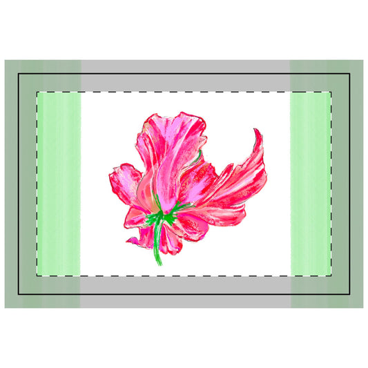 Tulip Love Polyester Quilted Placemat Red Rasp and Pink with Green Striped Edges