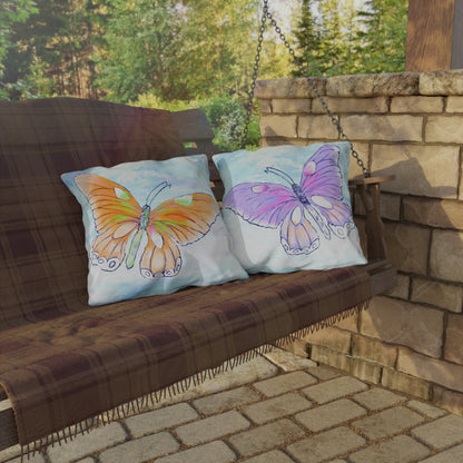 Outdoor Pillows Butterfly Orange & Lavender
