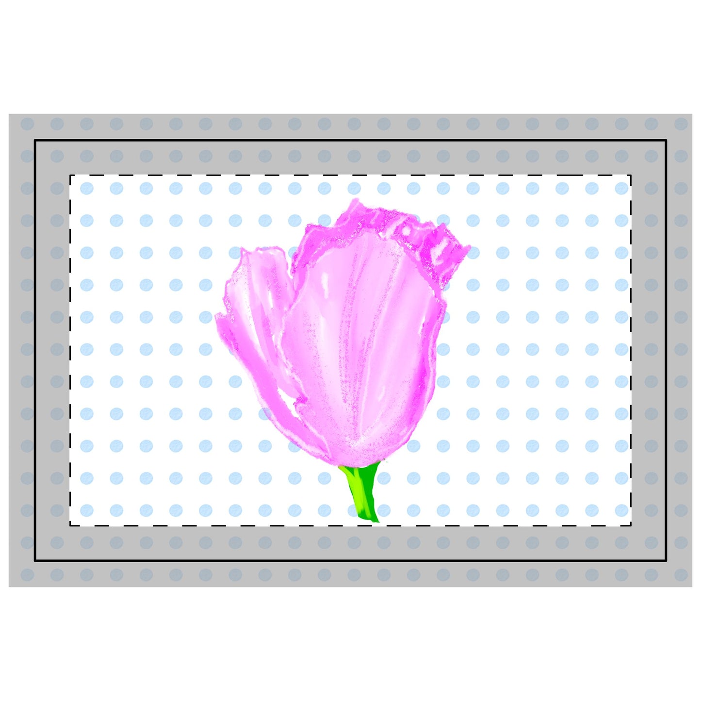 Vibrant Tulips Quilted Placemat Small Blue Polka Dots