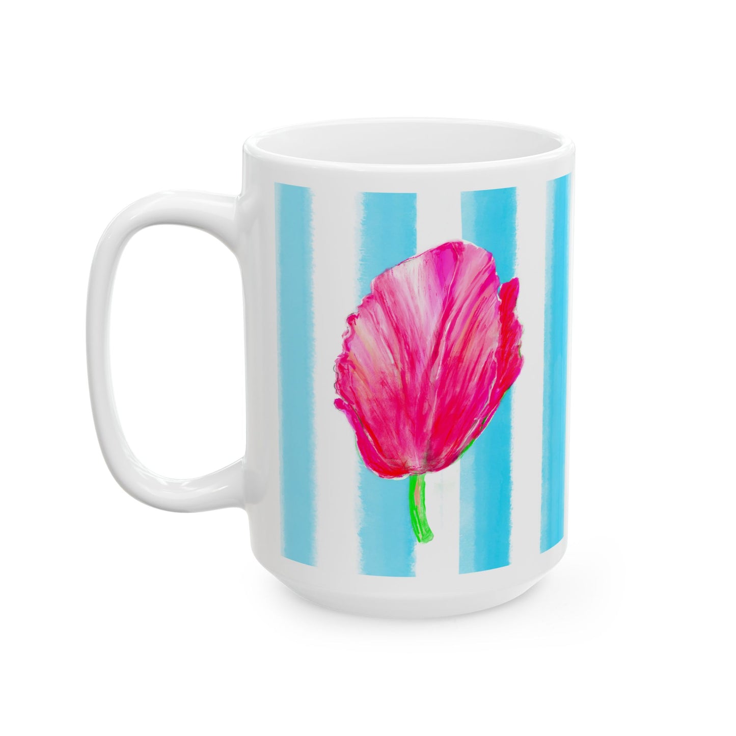 Dancing Tulips Mug Aqua Raspberry