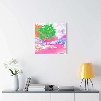 Joyful Landscape Matte Canvas, Stretched, 1.25" Med Green, Raspberry, Orange