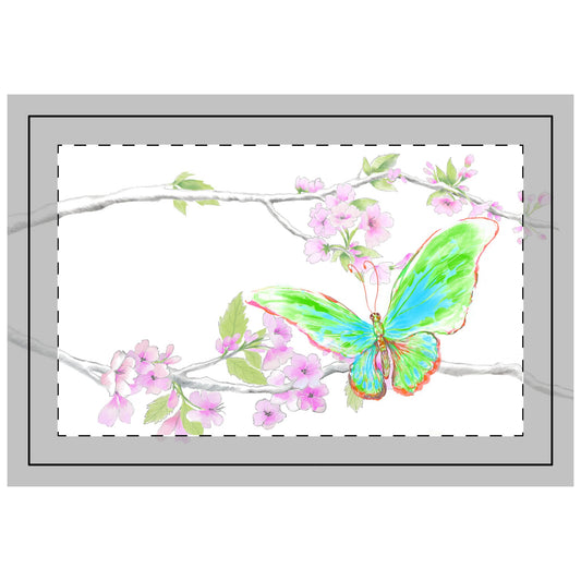 Butterfly Blossom Glide, Quilted Placemat Polyester, Green, Background Fabric Brighter White, #2