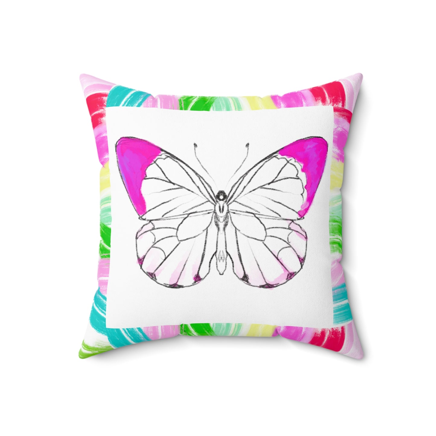 Mega Dot Polyester Square Pillow Butterfly