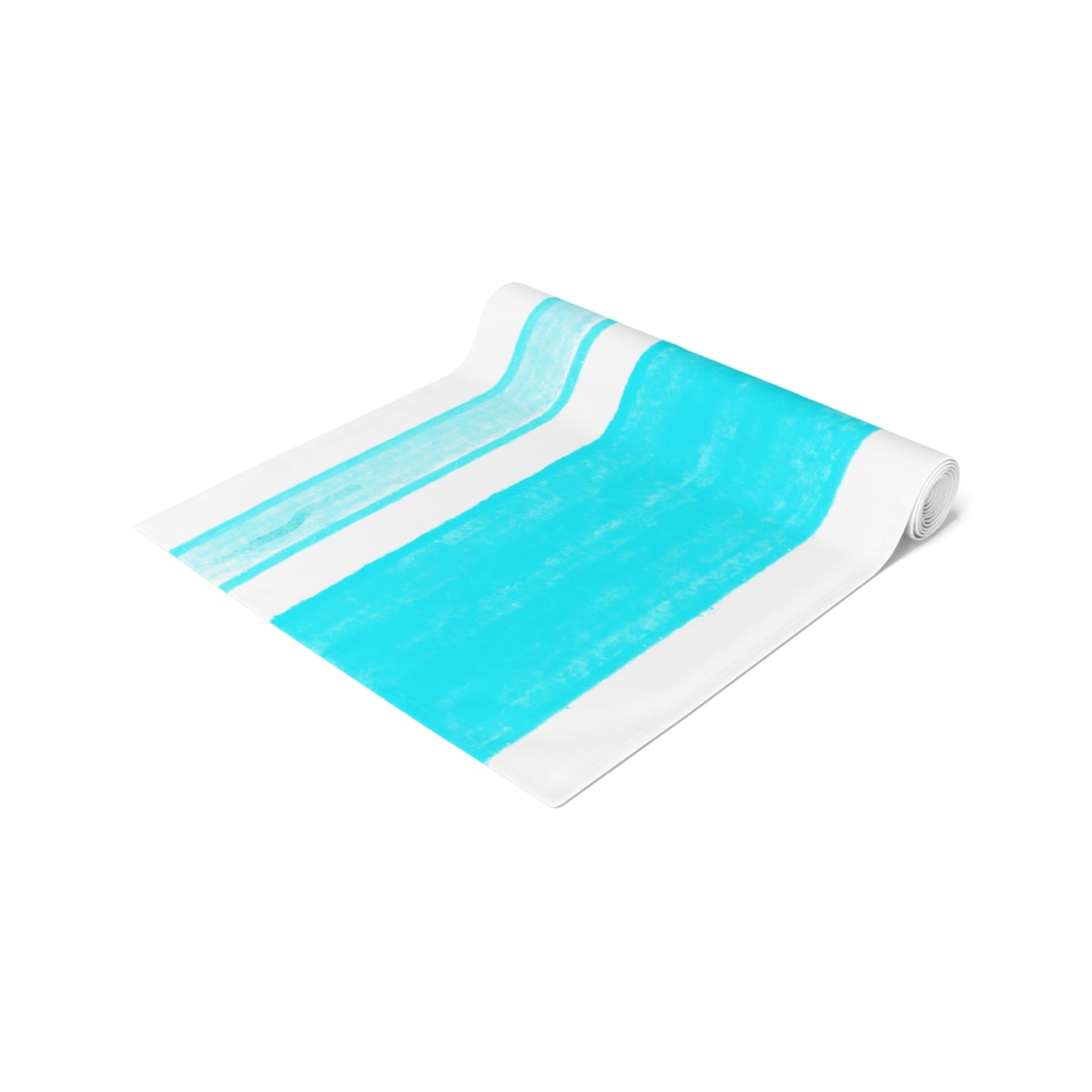 Mega Stripe Table Runner (Cotton Creamy White OR  Poly Bright White) Aqua