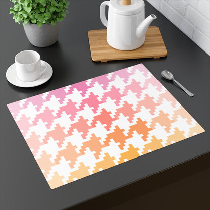 Houndstooth Fun in Pink and Orange Cotton  Placemat