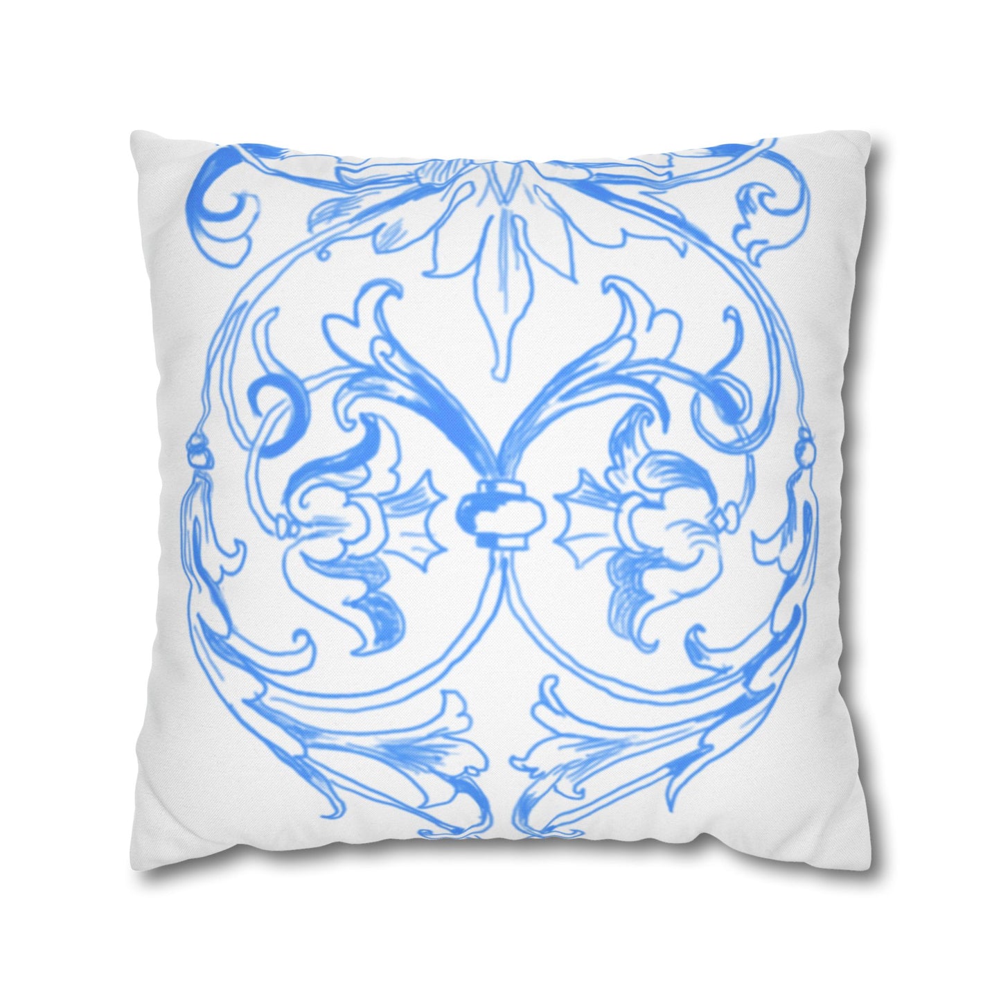 Blue and White Porcelain Square Pillowcase