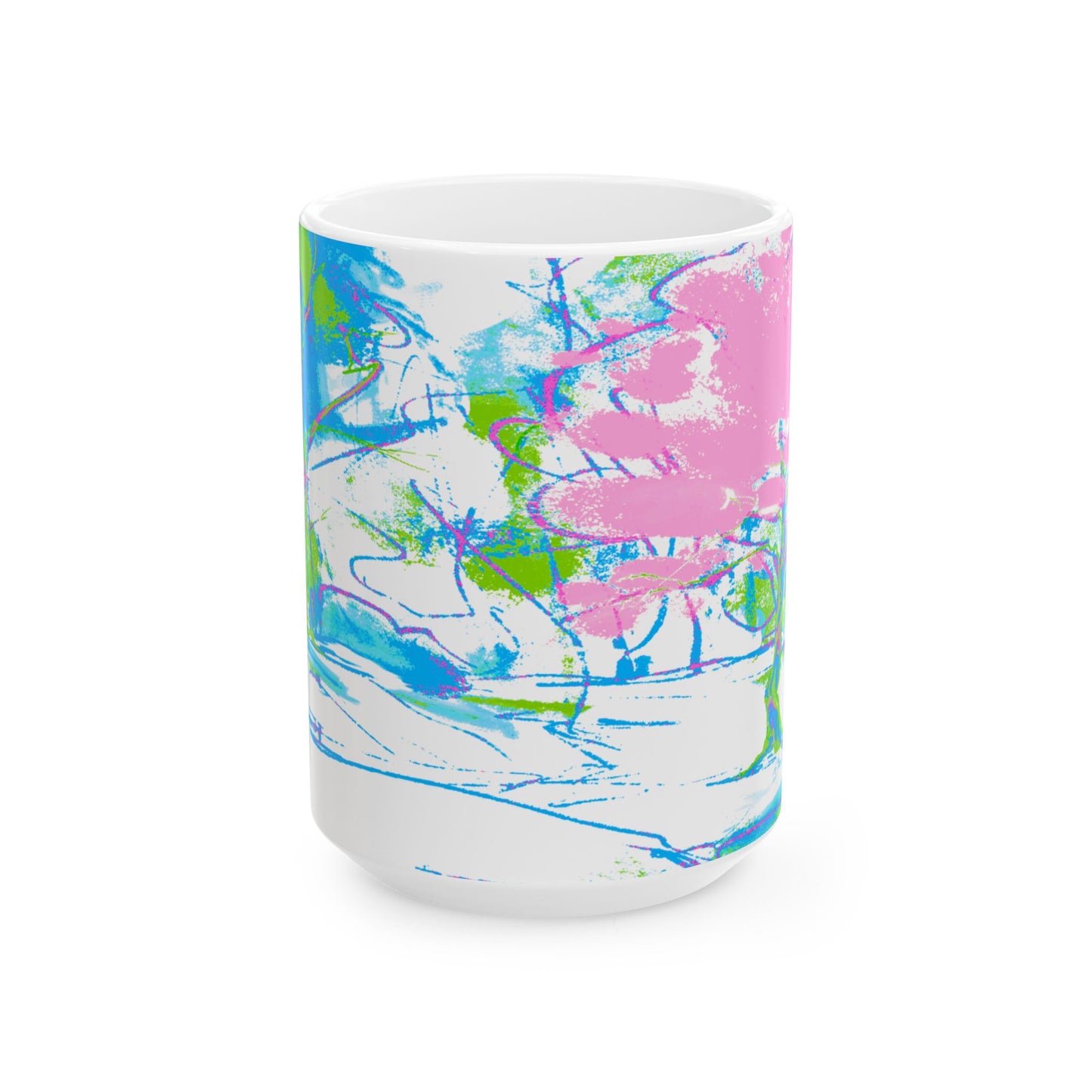 Joyful Landscapes Ceramic Mug in Blue and Purple, 11oz, 15oz