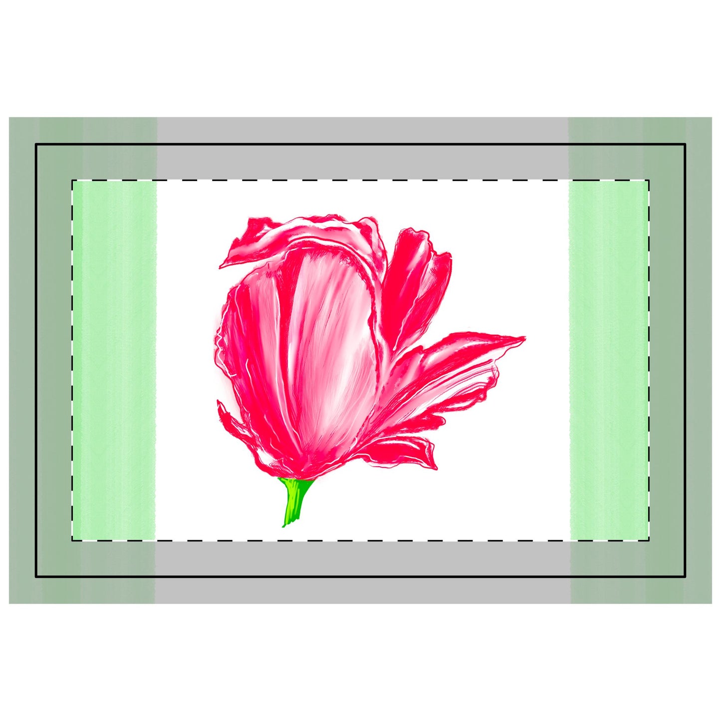 Tulip Love Polyester Quilted Placemat in Red with Green Striped Edges