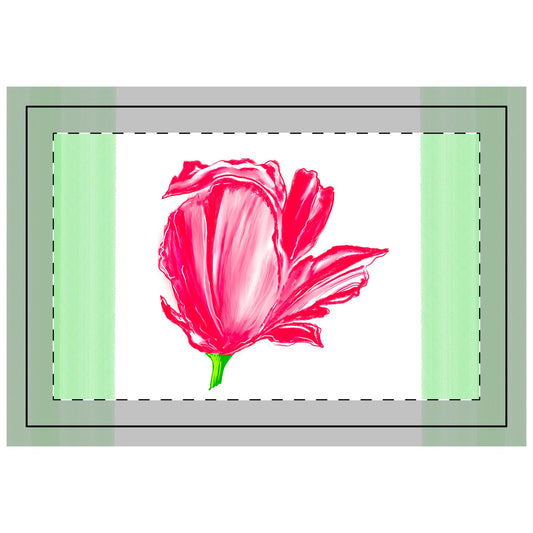 Tulip Love Polyester Quilted Placemat in Red with Green Striped Edges