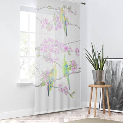 Window Treatments Sheer Curtain E Cherry Blossoms & Jolly Birds