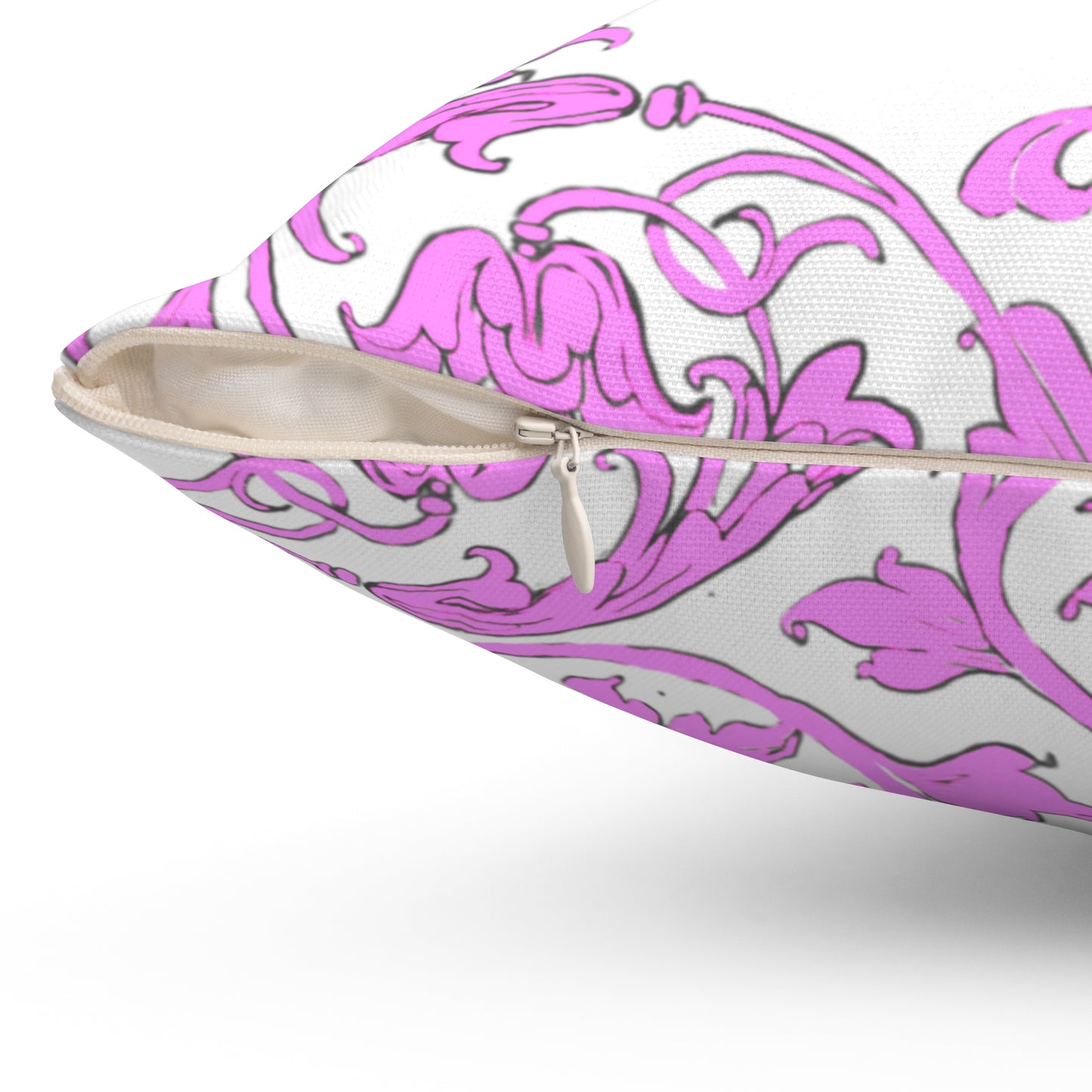 Scrollwork Polyester Square Pillow "A cheerful heart..."