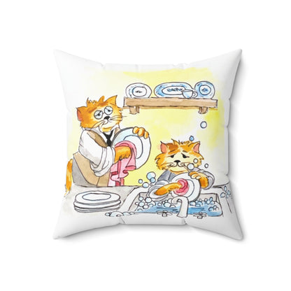 Kitty Fun Polyester Square Pillow "For as he thinks..."