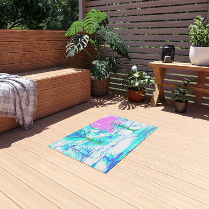 Inspirational Landscapes Indoor/Outdoor Area Rug, "Adventure Is Best", Blue, Aqua, and Lilac