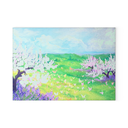 Glass Cutting Board Watercolor Landscape