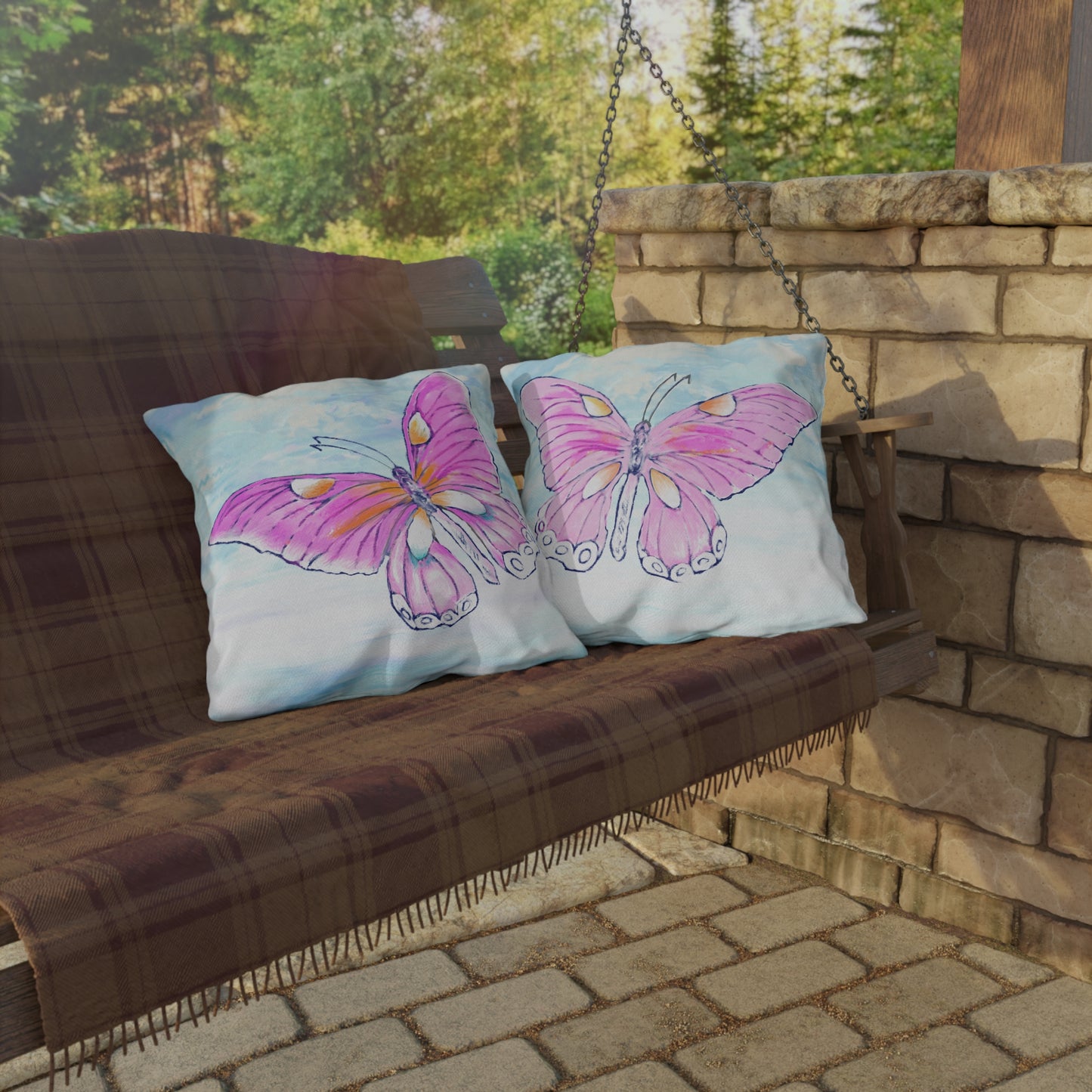 Outdoor Pillows Butterfly Pink