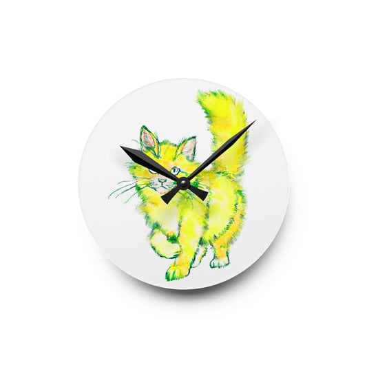Colorful Cats & Dogs Wall Clock in Yellow