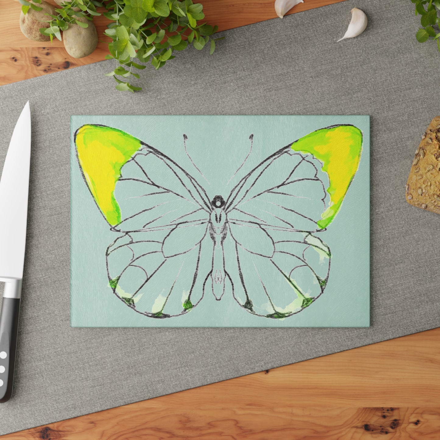 Chroma Glass Cutting Board Yellow Green