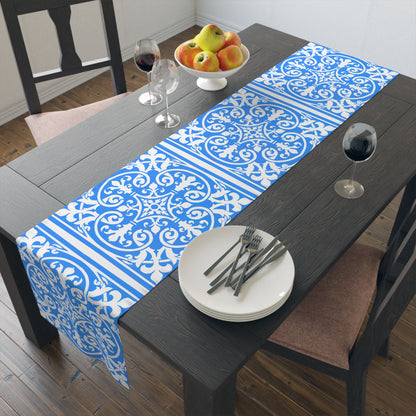 Table Runner (Cotton or Poly) Blue & White Classic Design