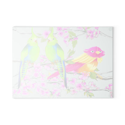 Cherry Chirp Glass Cutting Board