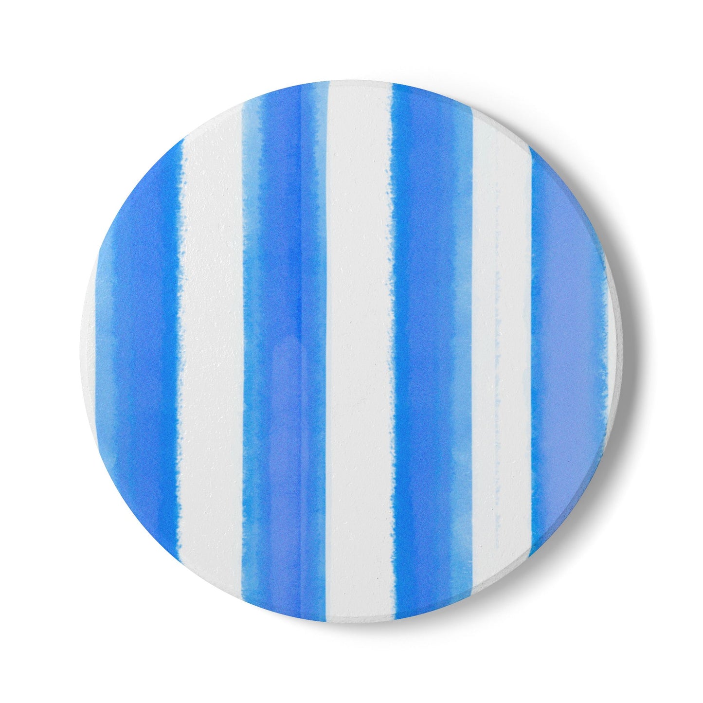 Watercolor Stripe Ceramic Coaster, Blue