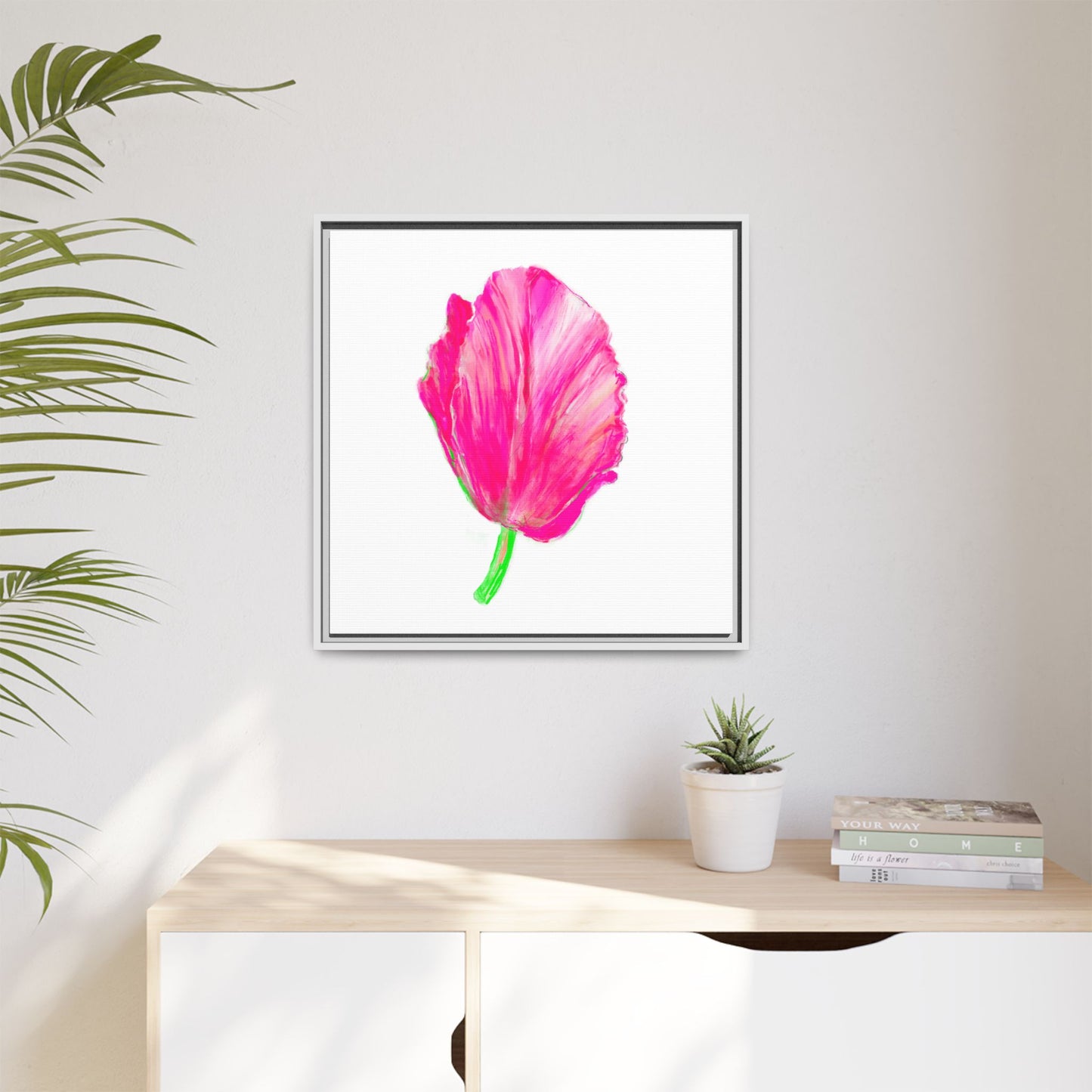 Dancing Tulips Matte Canvas, Framed (Multi-color) Raspberry Red