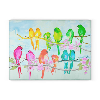 Glass Cutting Boards Birds on a Cherry Branch