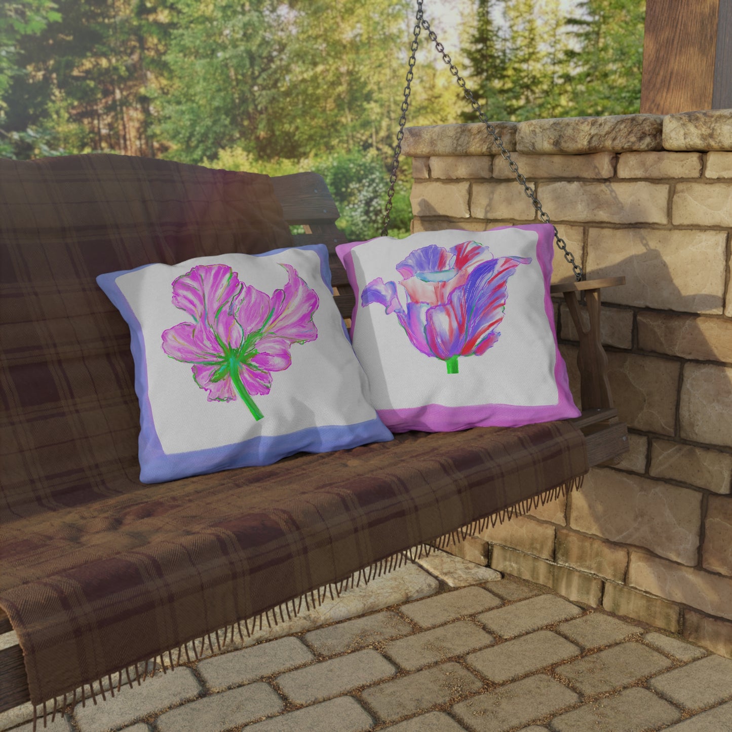 Vibrant Tulips Outdoor Pillows