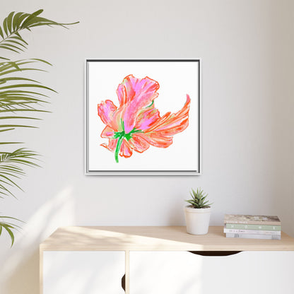 Dancing Tulips Matte Canvas, Framed (Multi-color) Orange Pink