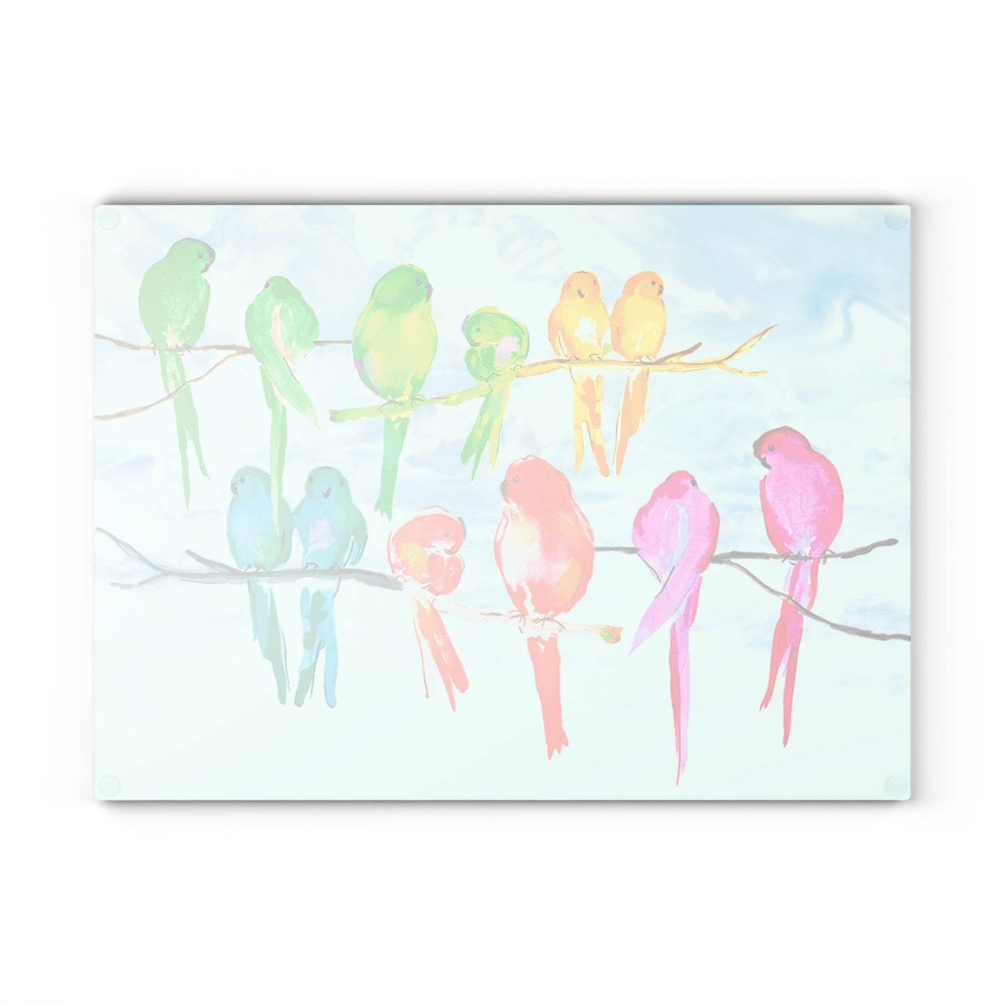 Glass Cutting Board Birds on a Branch