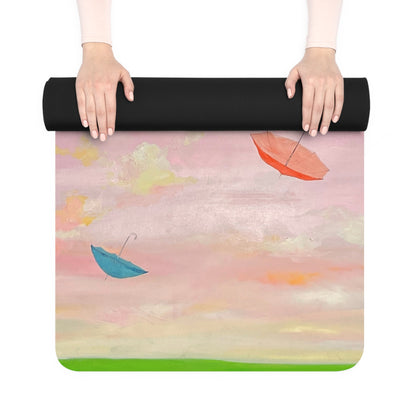 Rubber Yoga Mat All About Watercolor Stripes