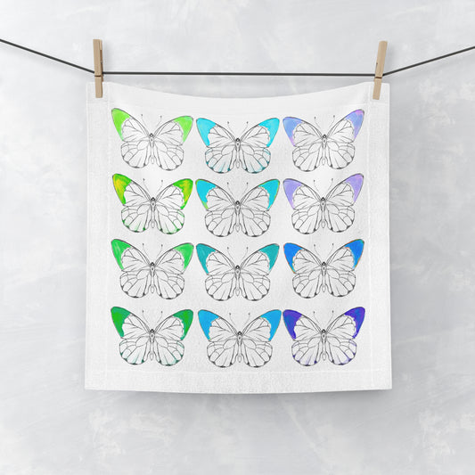 Face Towels Color Tipped Butterflies