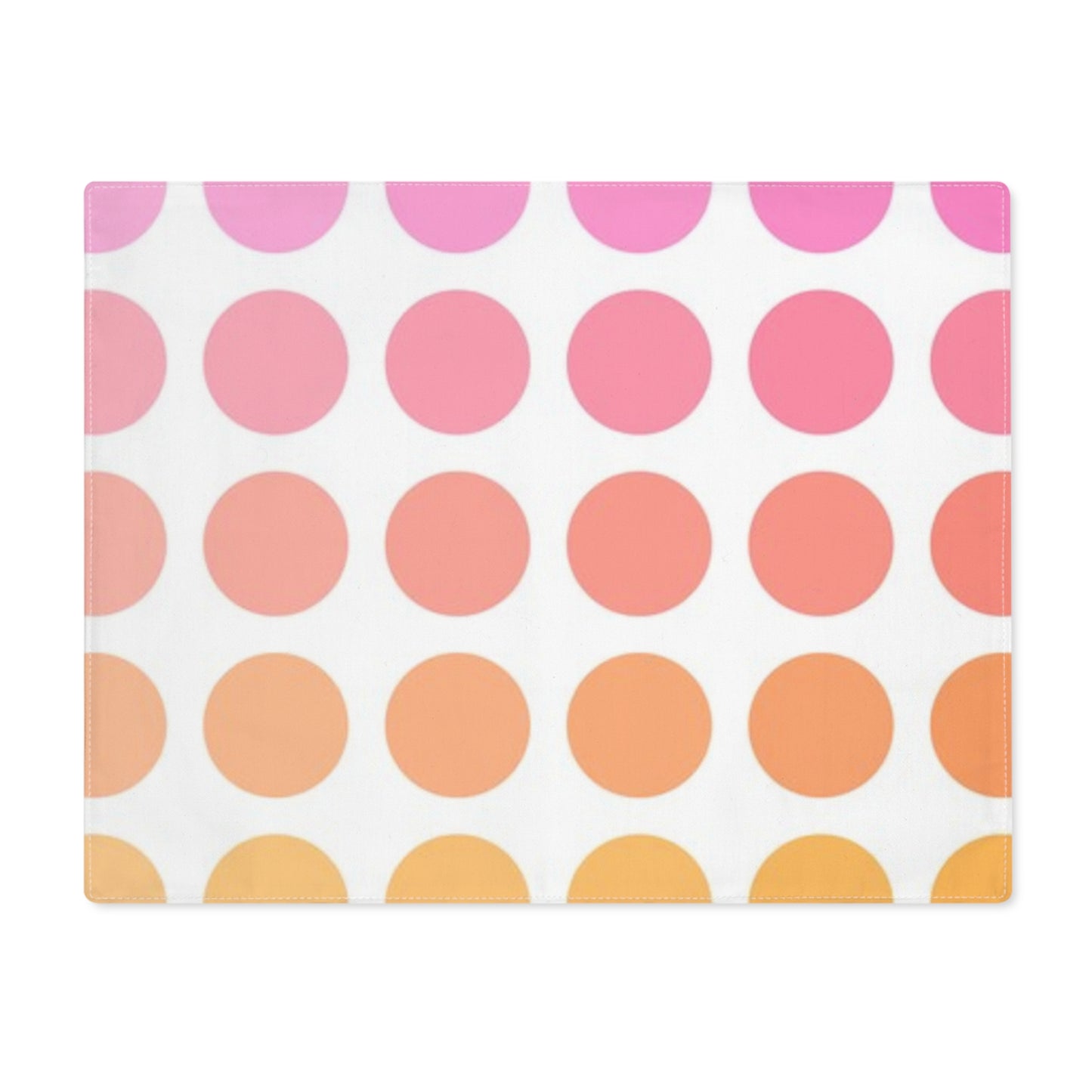 Polka Dot Joy Cotton Twill Placemat, Pink/Orange, Creamy White Fabric Background