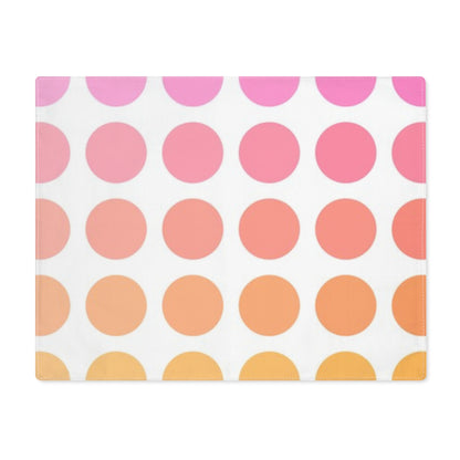 Polka Dot Joy Cotton Twill Placemat, Pink/Orange, Creamy White Fabric Background