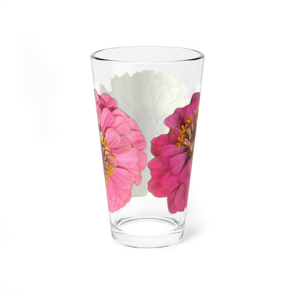 Zinnia Pint Glass Yellow Pink
