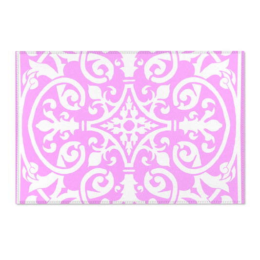 Scrollwork Indoor/Outdoor Rug Pink