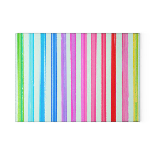 Watercolor Stripes Glass Cutting Board