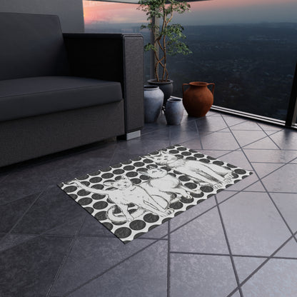 Kitty Fun Indoor/Outdoor Rug black and white