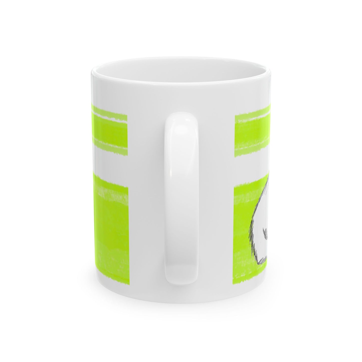 Mega Stripe Kitty Butterfly Flutter Ceramic Mug Lime