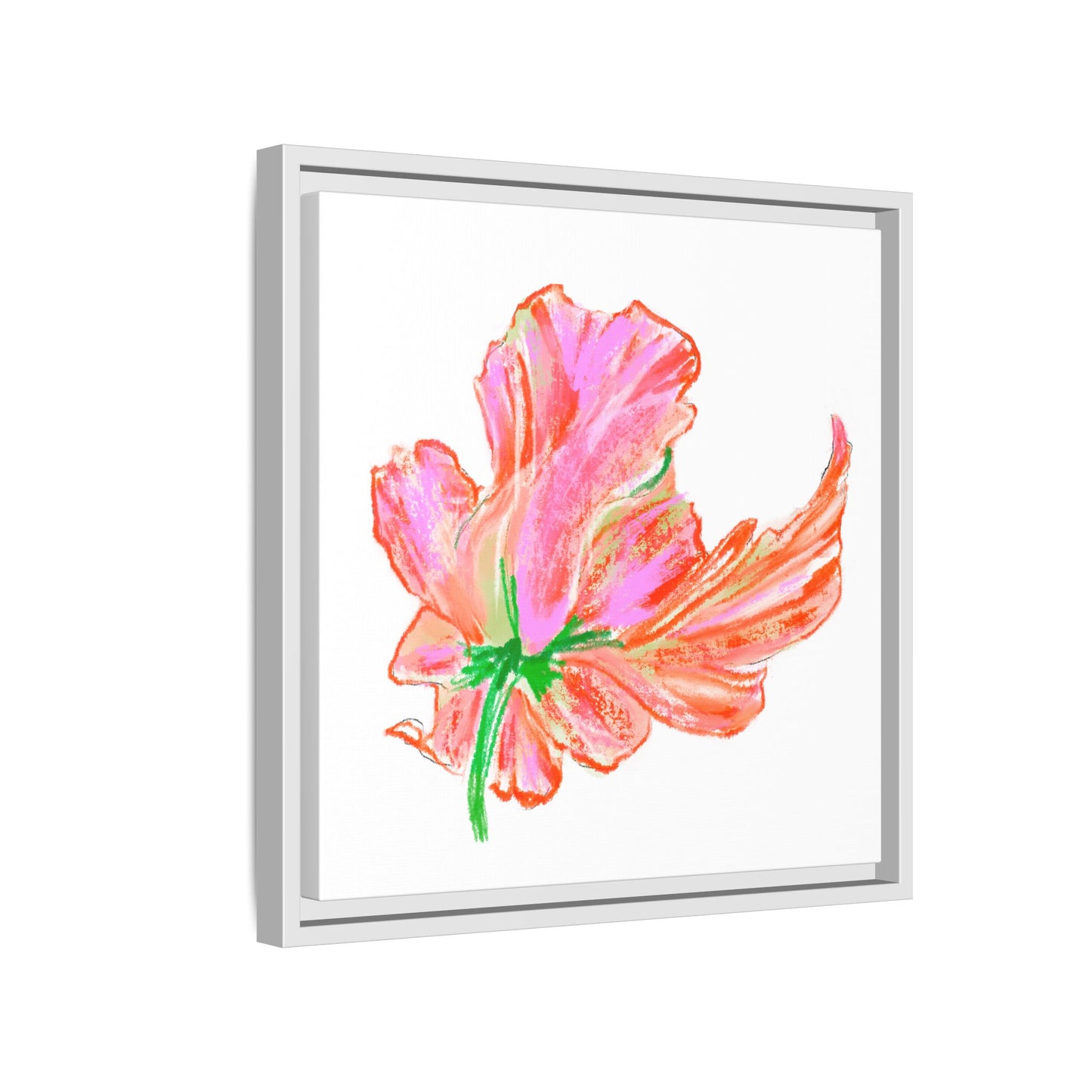Dancing Tulips Matte Canvas, Framed (Multi-color) Orange Pink