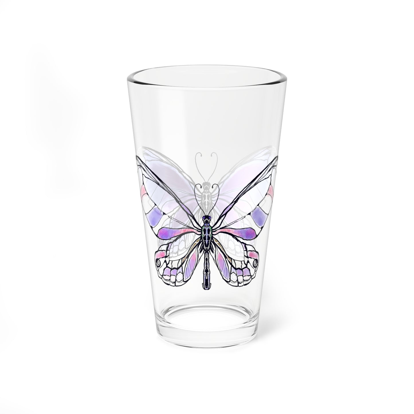 Mixing Glass, 16oz Butterfly Colorful Watercolor