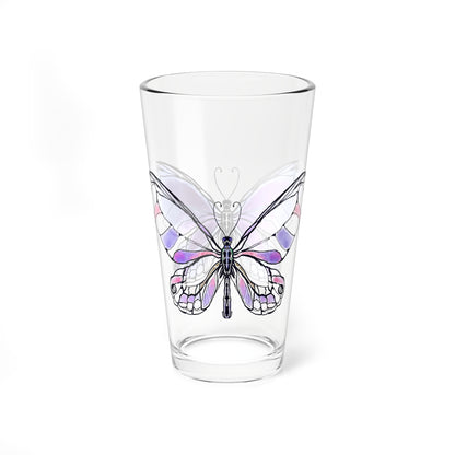 Mixing Glass, 16oz Butterfly Colorful Watercolor