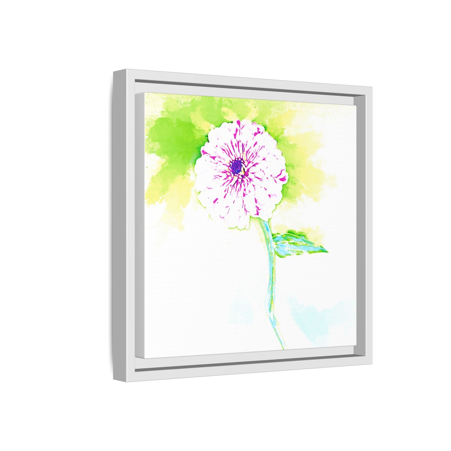 Zinnia Color Splash Matte Canvas Yellow Framed