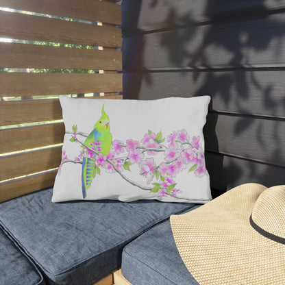 Outdoor Pillows Lumbar Birdies and Cherry Blossoms