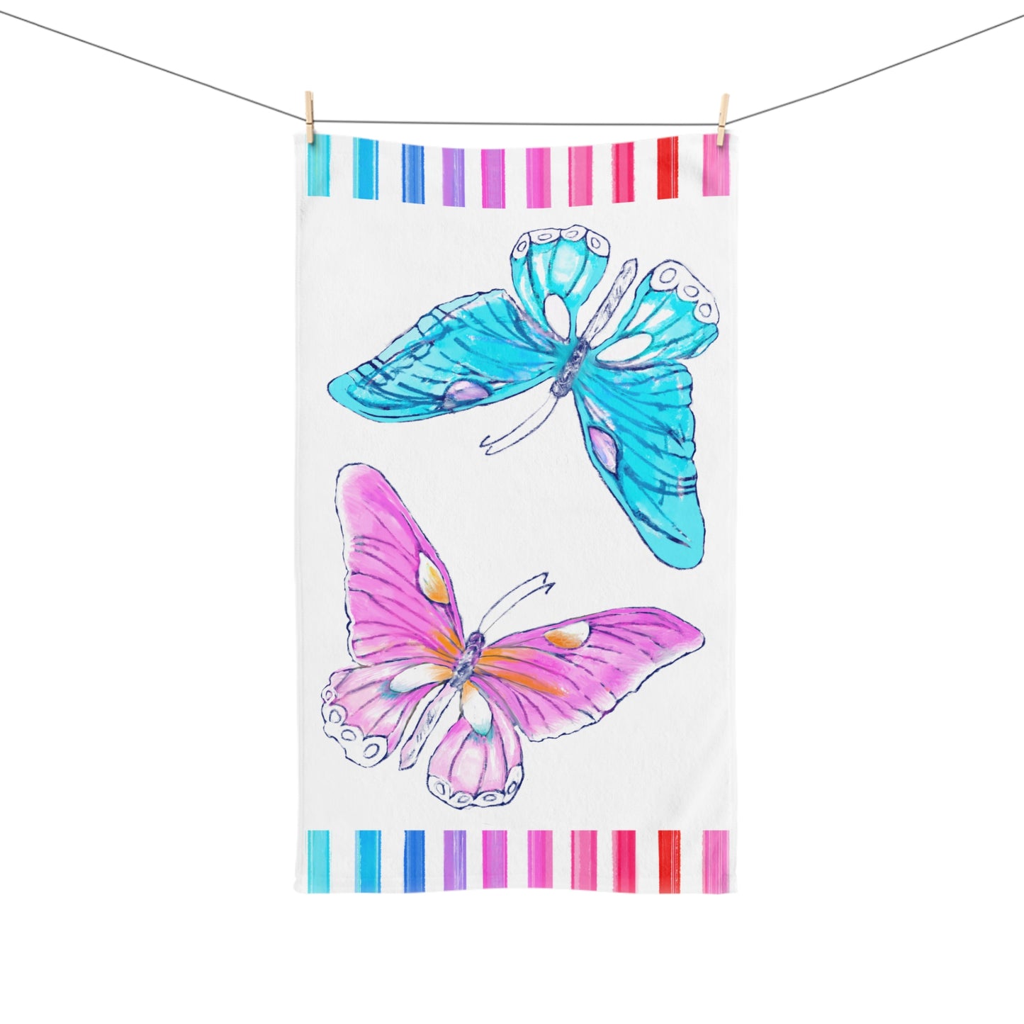 Hand Towel Watercolor Butterflies