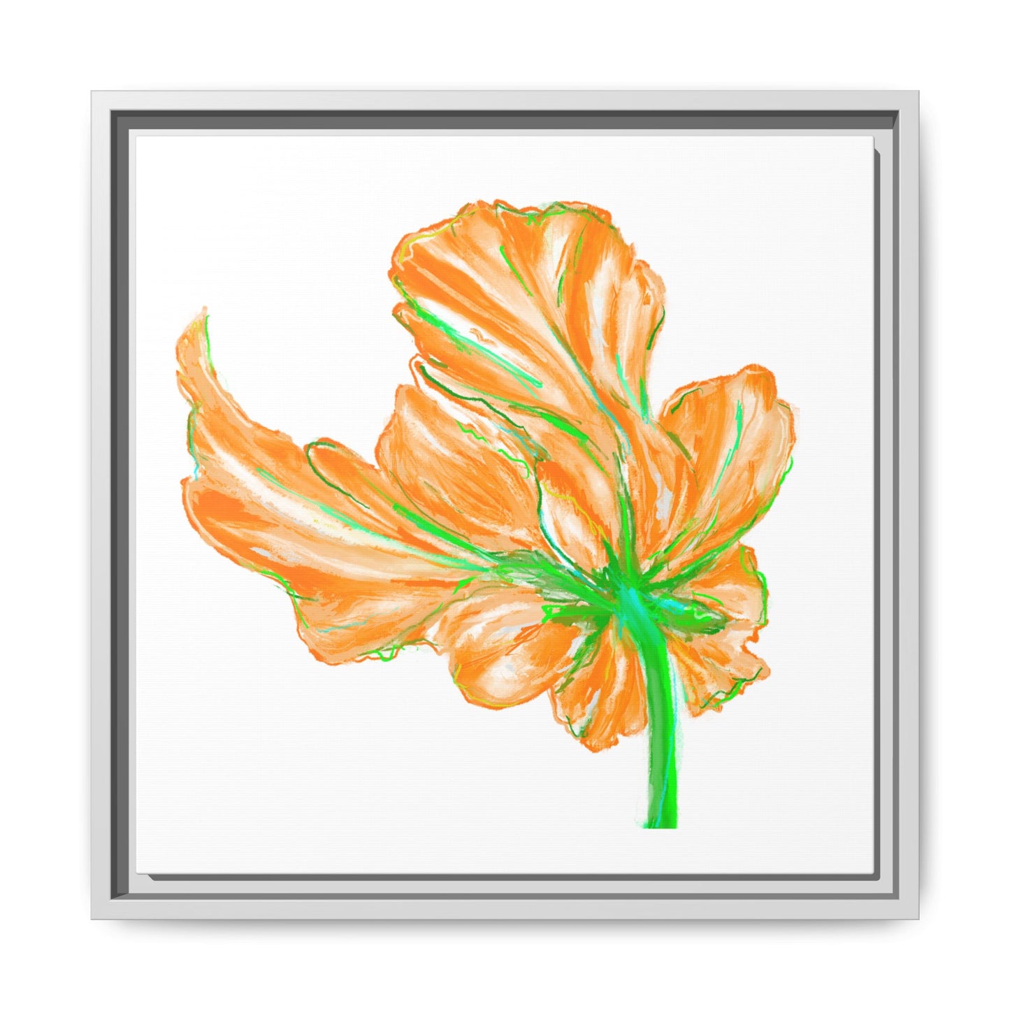 Dancing Tulips Matte Canvas, Framed (Multi-color) Orange