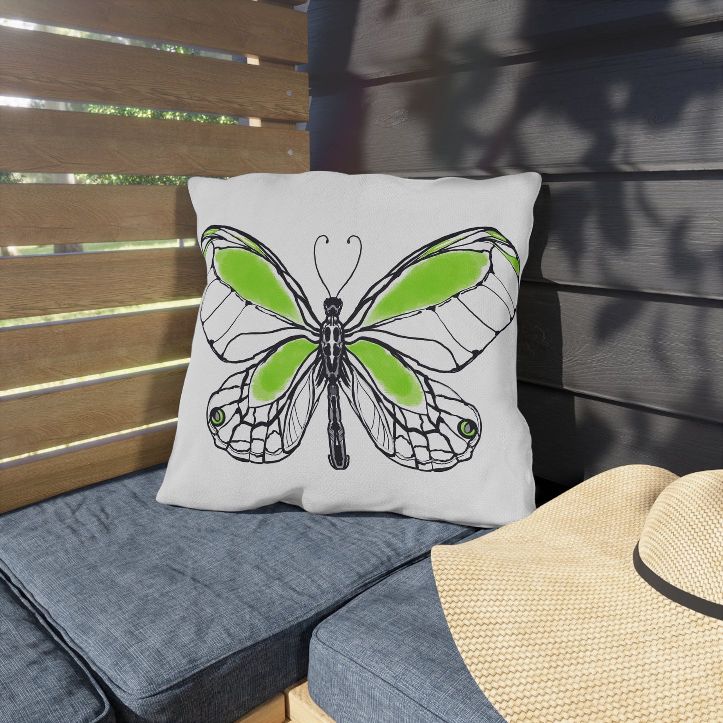 Outdoor Pillows Lulu Butterflies Green