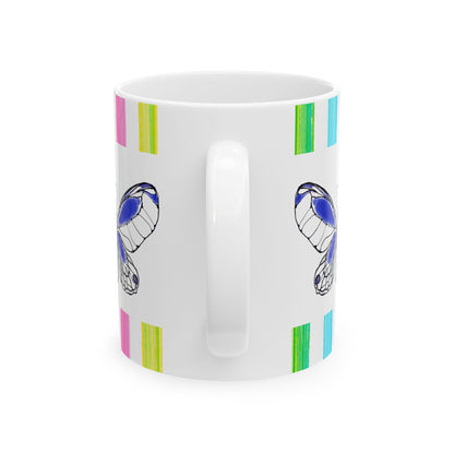 Mugs Butterfly Rainbow Stripe Ceramic Mug in Royal Blue