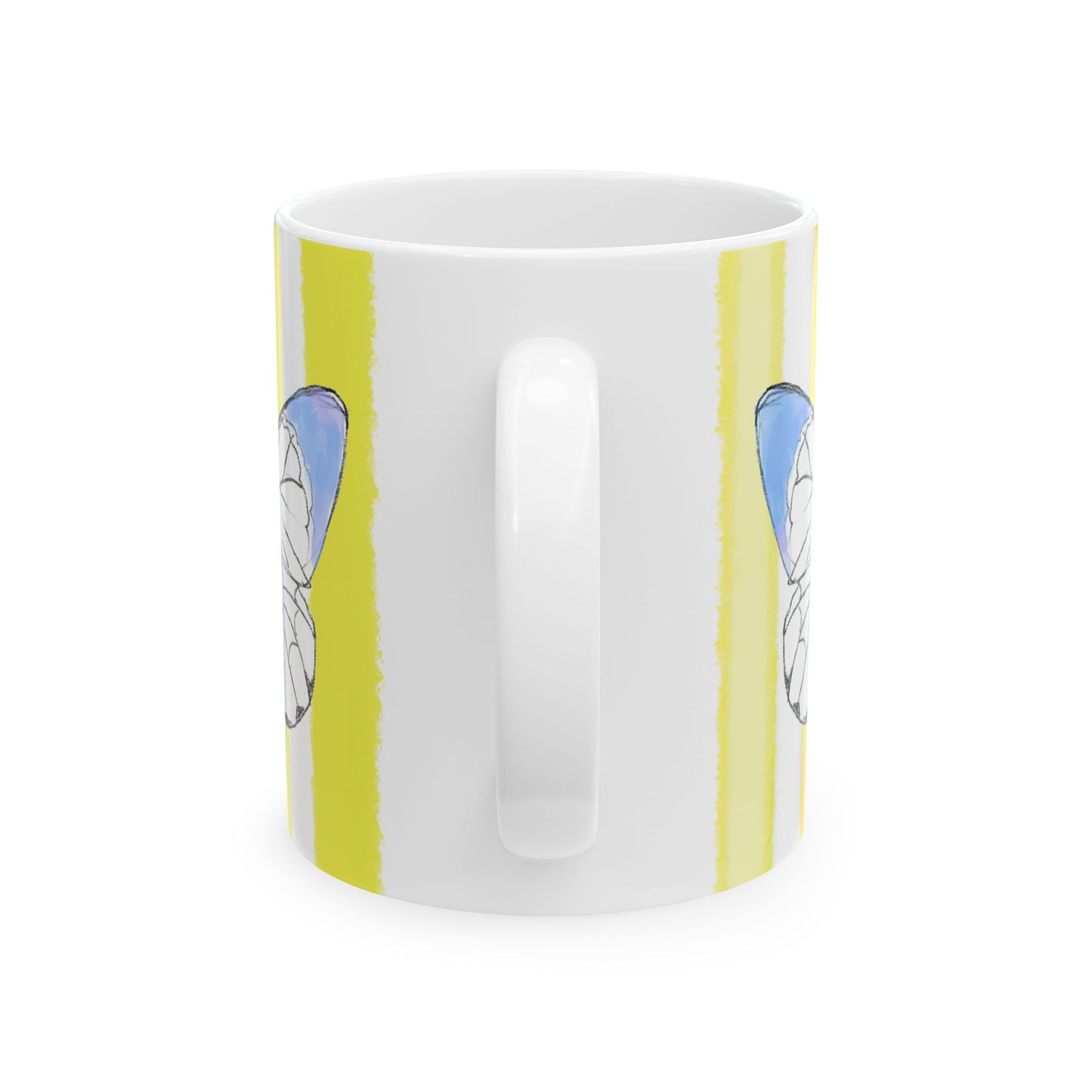 Butterfly  Chroma Ceramic Mug in Periwinkle with Yellow Stripes