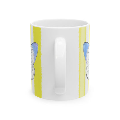 Butterfly  Chroma Ceramic Mug in Periwinkle with Yellow Stripes